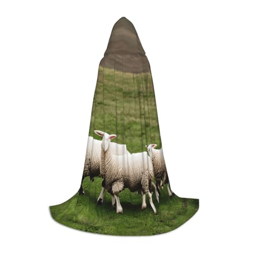 NImongt Kapuzenumhang mit Lämmern und Schafen, für Teenager, Kinder und Erwachsene, Gothic, Karneval, Halloween, Cosplay von NImongt