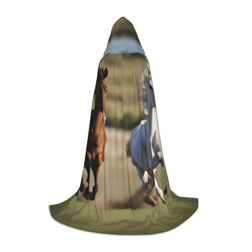 NImongt Kapuzenumhang mit Laufpferden, für Teenager und Erwachsene, Zauberer, Gothic, Karneval, Halloween, Cosplay von NImongt