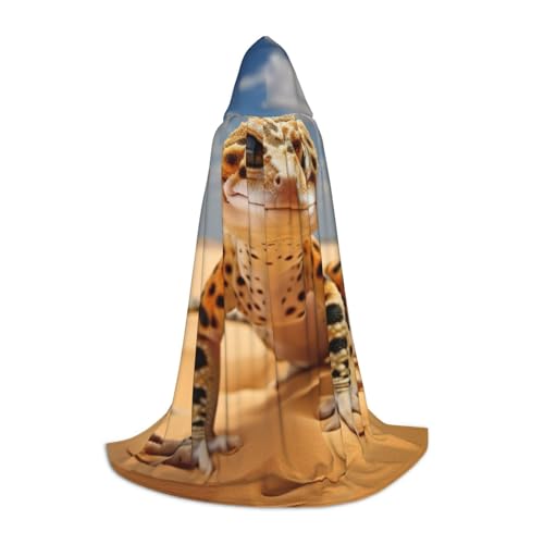 NImongt Kapuzenumhang mit Leopardenmuster und Gecko-Druck, für Teenager, Kinder und Erwachsene, Zauberer, Gothic, Karneval, Halloween, Cosplay von NImongt