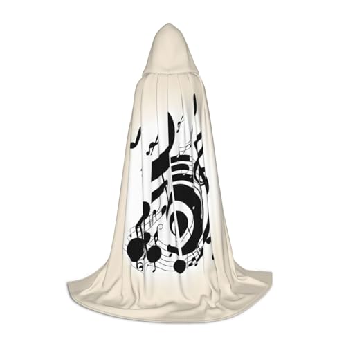 NImongt Kapuzenumhang mit Musiknoten-Aufdruck, Teenager, Kinder und Erwachsene, Zauberer, Gothic, Karneval, Halloween, Cosplay von NImongt