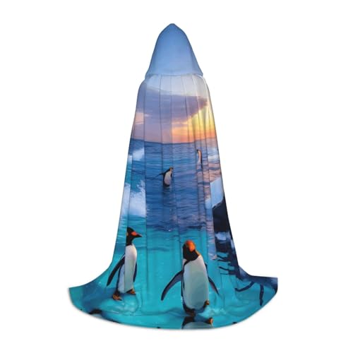 NImongt Kapuzenumhang mit Pinguin- und Meeresaufdruck, Teenager, Kinder und Erwachsene, Zauberer, Gothic, Karneval, Halloween, Cosplay von NImongt