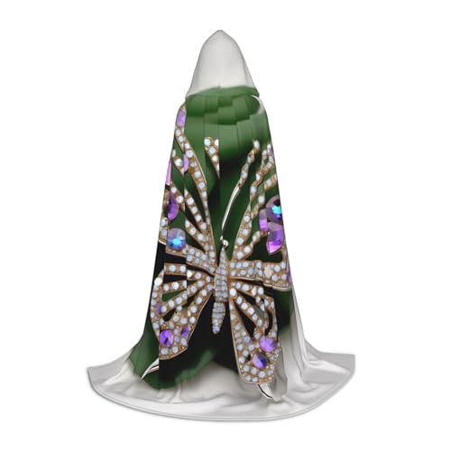 NImongt Kapuzenumhang mit Strass-Schmetterlings-Aufdruck, für Teenager, Kinder und Erwachsene, Zauberer, Gothic, Karneval, Halloween, Cosplay von NImongt