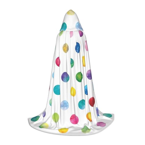 NImongt Kapuzenumhang mit blauem Punktemuster, für Teenager, Kinder und Erwachsene, Zauberer, Gothic, Karneval, Halloween, Cosplay von NImongt