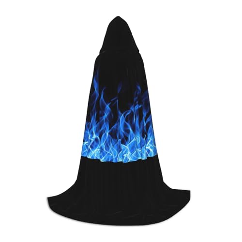 NImongt Kapuzenumhang mit blauer Flamme, für Teenager und Erwachsene, Zauberer, Gothic, Karneval, Halloween, Cosplay von NImongt