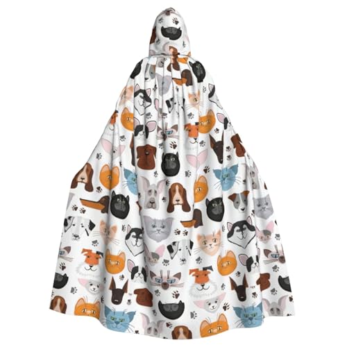 NImongt Katzen- und Hundegesichter, Bulldogge, Beagle, Labrador-Druck, Halloween, mit Kapuze, bequemer Umhang, Erwachsene, volle Länge, für mittelalterliche Cosplay-Kostüme NImongt Katzen- und Hundegesichter, Bulldogge, Beagle, Labrador-Druck, Halloween, mit Kapuze, bequemer Umhang, Erwachsene, volle Länge, für mittelalterliche Cosplay-Kostüme von NImongt