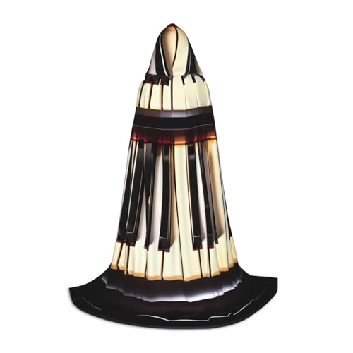 NImongt Klaviertasten mit Musiknoten-Druck, Teenager, Kinder und Erwachsene, Kapuzenumhang, Zauberer, Gothic, Karneval, Halloween, Cosplay von NImongt