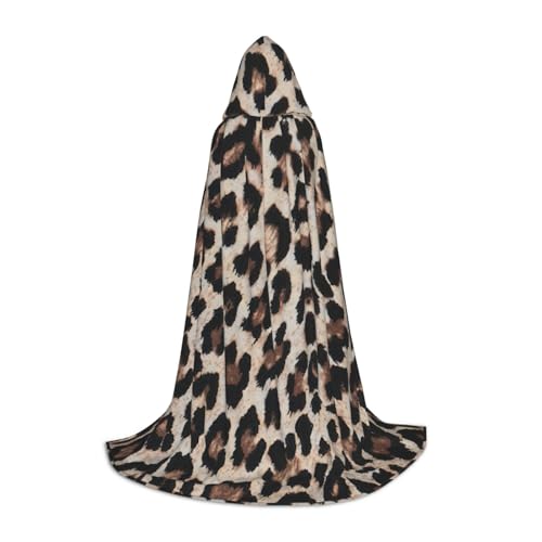 NImongt Leopardenmuster Druck Teenager Kinder und Erwachsene Kapuzenumhang Zauberer Gothic Robe Karneval Halloween Cosplay von NImongt