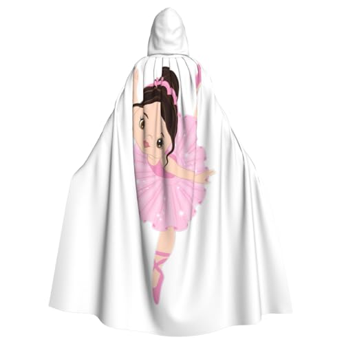 NImongt Little Ballerina Tanzendes Mädchen, bedruckt, Halloween, mit Kapuze, bequemer Umhang für Erwachsene, volle Länge, für mittelalterliche Cosplay-Kostüme von NImongt