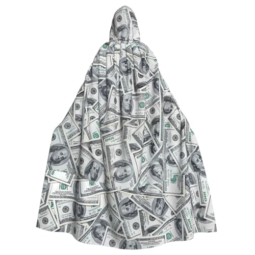 NImongt Lustiger Dollar-Gelddruck, Halloween, mit Kapuze, bequemer Umhang für Erwachsene, volle Länge, für mittelalterliche Cosplay-Kostüme von NImongt