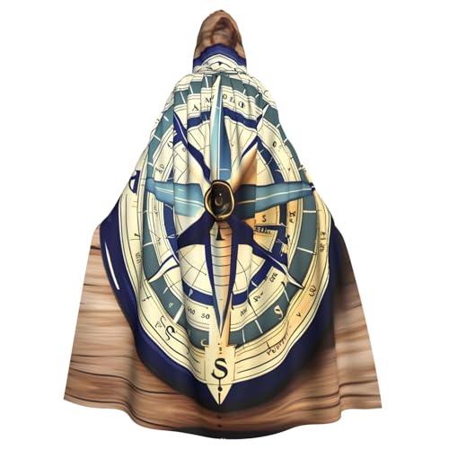 NImongt Maritimer Segelboot-Kompass-Druck, Halloween, mit Kapuze, bequemer Umhang für Erwachsene, volle Länge, für mittelalterliche Cosplay-Kostüme NImongt Maritimer Segelboot-Kompass-Druck, Halloween, mit Kapuze, bequemer Umhang für Erwachsene, volle Länge, für mittelalterliche Cosplay-Kostüme von NImongt
