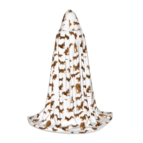 NImongt Niedlicher Eichhörnchen-Druck, Teenager, Kinder und Erwachsene, Kapuzenumhang, Zauberer, Gothic, Robe, Karneval, Halloween, Cosplay von NImongt
