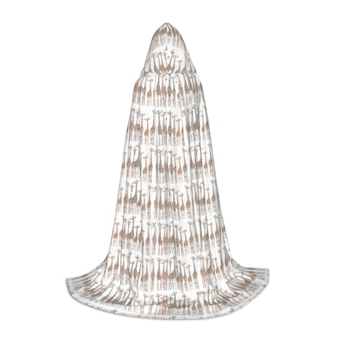 NImongt Niedlicher wilder Cartoon-Giraffen-Druck, Teenager, Kinder und Erwachsene, Kapuzenumhang, Zauberer, Gothic, Robe, Karneval, Halloween, Cosplay von NImongt