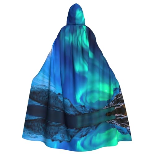 NImongt Northern Lights Print Halloween Hooded Comfortable Cloak Adult Fulllength For Medieval Cosplay Costumes von NImongt