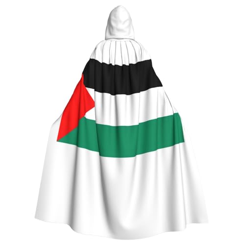 NImongt Palästina-Flaggen-Druck, Halloween, mit Kapuze, bequemer Umhang für Erwachsene, volle Länge, für mittelalterliche Cosplay-Kostüme von NImongt