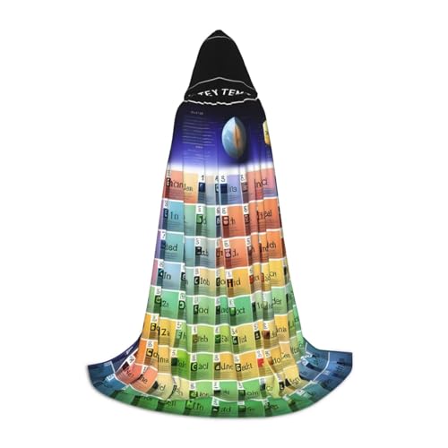 NImongt Periodensystem der Elemente, Druck, Teenager, Kinder und Erwachsene, Kapuzenumhang, Zauberer, Gothic, Karneval, Halloween, Cosplay von NImongt