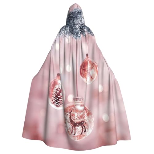 NImongt Rosa Weihnachtsball-Druck, Halloween, mit Kapuze, bequemer Umhang für Erwachsene, volle Länge, für mittelalterliche Cosplay-Kostüme NImongt Rosa Weihnachtsball-Druck, Halloween, mit Kapuze, bequemer Umhang für Erwachsene, volle Länge, für mittelalterliche Cosplay-Kostüme von NImongt