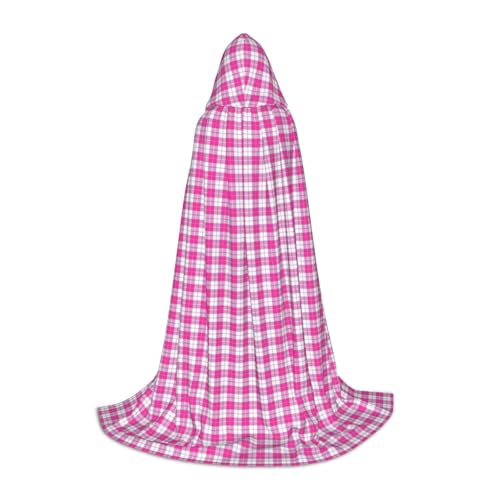 NImongt Rosafarbener karierter Umhang für Teenager und Erwachsene mit Kapuze, Zauberer, Gothic, Karneval, Halloween, Cosplay von NImongt