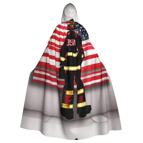 NImongt Roter gestreifter Feuerwehrmann-Flaggen-Druck, Halloween, mit Kapuze, bequemer Umhang für Erwachsene, volle Länge, für mittelalterliche Cosplay-Kostüme NImongt Roter gestreifter Feuerwehrmann-Flaggen-Druck, Halloween, mit Kapuze, bequemer Umhang für Erwachsene, volle Länge, für mittelalterliche Cosplay-Kostüme von NImongt