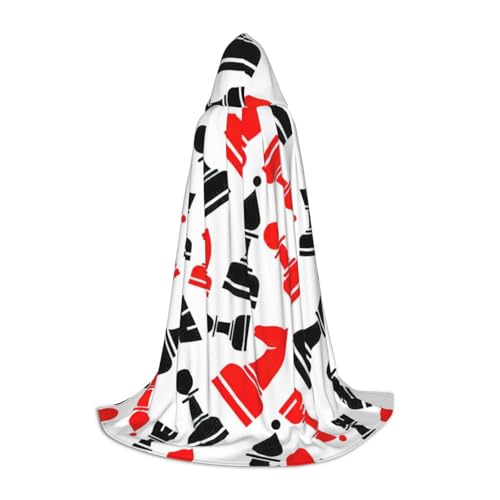 NImongt Schachmuster-Druck, Teenager, Kinder und Erwachsene, Kapuzenumhang, Zauberer, Gothic, Robe, Karneval, Halloween, Cosplay von NImongt