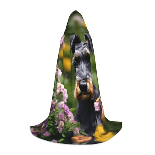 NImongt Schnauzer-Aufdruck, Teenager, Kinder und Erwachsene, Kapuzenumhang, Zauberer, Gothic, Robe, Karneval, Halloween, Cosplay von NImongt