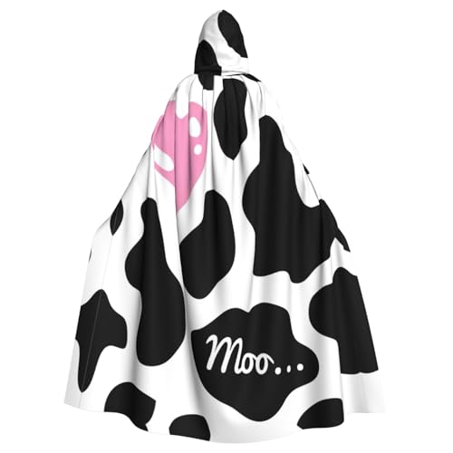 NImongt Schwarz-weißer Milch Kuh-Druck, Halloween, mit Kapuze, bequemer Umhang für Erwachsene, volle Länge, für mittelalterliche Cosplay-Kostüme NImongt Schwarz-weißer Milch Kuh-Druck, Halloween, mit Kapuze, bequemer Umhang für Erwachsene, volle Länge, für mittelalterliche Cosplay-Kostüme von NImongt