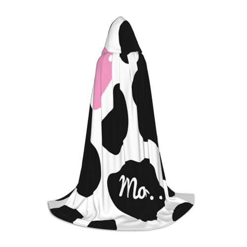 NImongt Schwarz-weißer Milchkuh-Aufdruck, Teenager, Kinder und Erwachsene, Kapuzenumhang, Zauberer, Gothic, Karneval, Halloween, Cosplay von NImongt