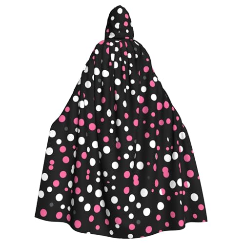 NImongt Schwarzer Polka Dots-Druck, Halloween, mit Kapuze, bequemer Umhang für Erwachsene, volle Länge, für mittelalterliche Cosplay-Kostüme NImongt Schwarzer Polka Dots-Druck, Halloween, mit Kapuze, bequemer Umhang für Erwachsene, volle Länge, für mittelalterliche Cosplay-Kostüme von NImongt
