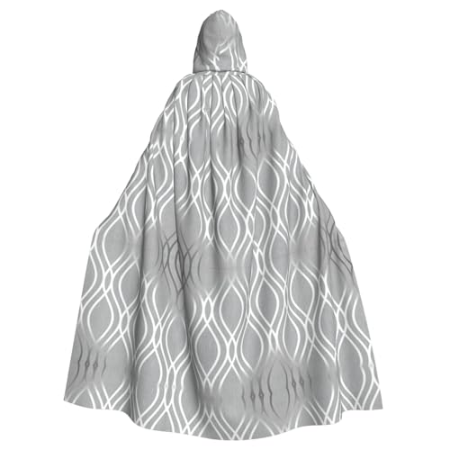 NImongt Silberfarbener geometrischer Figuren-Druck, Halloween, mit Kapuze, bequemer Umhang für Erwachsene, volle Länge, für mittelalterliche Cosplay-Kostüme von NImongt