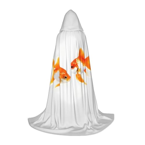 NImongt Süßer Goldfisch-Druck, Teenager, Kinder und Erwachsene, Kapuzenumhang, Zauberer, Gothic, Robe, Karneval, Halloween, Cosplay von NImongt