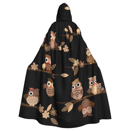 NImongt Süßer brauner Cartoon-Eulen-Druck, Halloween, mit Kapuze, bequemer Umhang für Erwachsene, volle Länge, für mittelalterliche Cosplay-Kostüme NImongt Süßer brauner Cartoon-Eulen-Druck, Halloween, mit Kapuze, bequemer Umhang für Erwachsene, volle Länge, für mittelalterliche Cosplay-Kostüme von NImongt