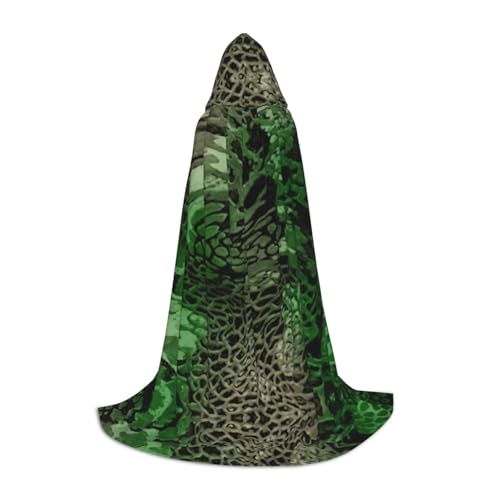 NImongt Umhang mit Kapuze für Teenager, Kinder und Erwachsene, Motiv: grüner Schlangen-Druck, Zauberer, Gothic, Karneval, Halloween, Cosplay von NImongt