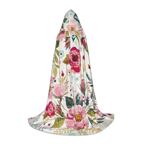 NImongt Umhang mit Kapuze für Teenager und Erwachsene mit Blumenblatt-Aufdruck, Zauberer, Gothic, Karneval, Halloween, Cosplay von NImongt
