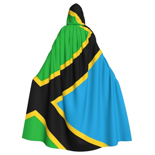 NImongt Umhang mit Tansania-Flagge, bequemer Halloween-Umhang mit Kapuze, für Erwachsene, volle Länge, für mittelalterliche Cosplay-Kostüme von NImongt