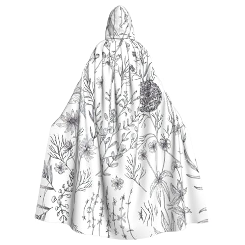 NImongt Umhang mit blühenden Kräutern und krautigen Pflanzen, Halloween, mit Kapuze, bequemer Umhang für Erwachsene, volle Länge, für mittelalterliche Cosplay-Kostüme von NImongt