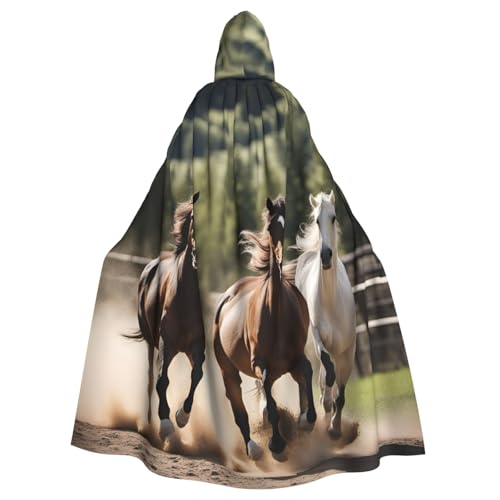 NImongt Umhang mit drei laufenden Pferden, Halloween, mit Kapuze, bequem, für Erwachsene, volle Länge, für mittelalterliche Cosplay-Kostüme NImongt Umhang mit drei laufenden Pferden, Halloween, mit Kapuze, bequem, für Erwachsene, volle Länge, für mittelalterliche Cosplay-Kostüme von NImongt