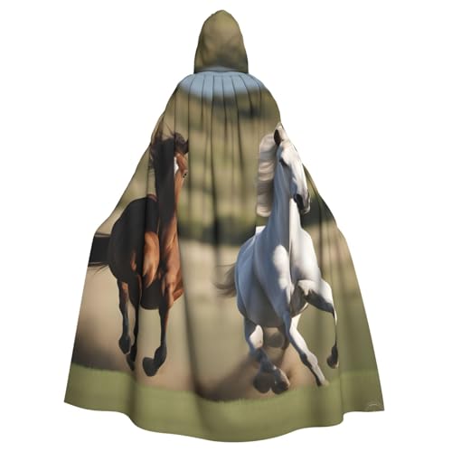 NImongt Umhang mit laufenden Pferden, Halloween, mit Kapuze, bequem, für Erwachsene, volle Länge, für mittelalterliche Cosplay-Kostüme NImongt Umhang mit laufenden Pferden, Halloween, mit Kapuze, bequem, für Erwachsene, volle Länge, für mittelalterliche Cosplay-Kostüme von NImongt