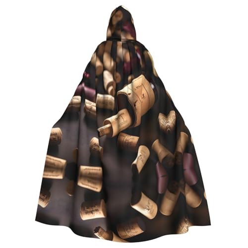 NImongt Weinflaschen-Kork-Druck, Halloween, mit Kapuze, bequemer Umhang für Erwachsene, volle Länge, für mittelalterliche Cosplay-Kostüme NImongt Weinflaschen-Kork-Druck, Halloween, mit Kapuze, bequemer Umhang für Erwachsene, volle Länge, für mittelalterliche Cosplay-Kostüme von NImongt