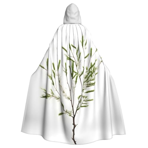 NImongt Weißer natürlicher Pflanzenzweig-Druck, Halloween, mit Kapuze, bequemer Umhang für Erwachsene, volle Länge, für mittelalterliche Cosplay-Kostüme NImongt Weißer natürlicher Pflanzenzweig-Druck, Halloween, mit Kapuze, bequemer Umhang für Erwachsene, volle Länge, für mittelalterliche Cosplay-Kostüme von NImongt