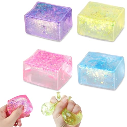 NJCXOLA Stressball Kinder, 4 Stück Stressballs für Kinder und Erwachsene Fidget Spielzeug, Stressball, Anti Stress Spielzeug, Eiswürfel-Fidget Toys, Cube Anti Stress Spielzeug für Jungen-Mädchen NJCXOLA Stressball Kinder, 4 Stück Stressballs für Kinder und Erwachsene Fidget Spielzeug, Stressball, Anti Stress Spielzeug, Eiswürfel-Fidget Toys, Cube Anti Stress Spielzeug für Jungen-Mädchen von NJCXOLA