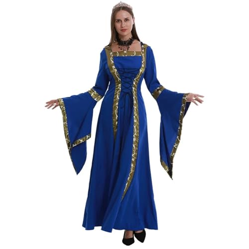 NJIEzhao Cosplayer Kapuzen Mittelalterkleid Edle Prinzessin Kleid Retro Frauen Robe Cosplay Kostüm Vintage Hexenkleid(Color 3,S) von NJIEzhao