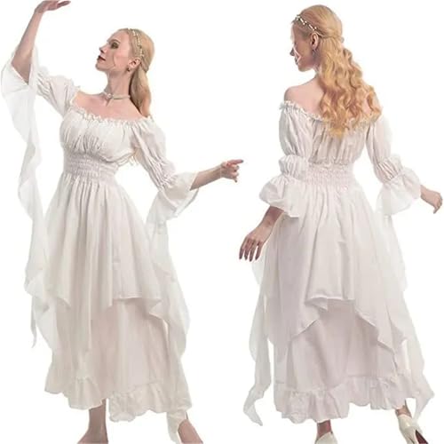 NJIEzhao Frauen Mittelalter Renaissance Kleid Prinzessin Ballkleid Lange Ärmel Vintage Cosplay Kostüm Vintage Hexenkleid(Color 1,2XL 3XL) von NJIEzhao