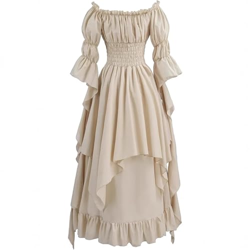 NJIEzhao Frauen Mittelalter Renaissance Kleid Prinzessin Ballkleid Lange Ärmel Vintage Cosplay Kostüm Vintage Hexenkleid(Color 8,L XL) von NJIEzhao
