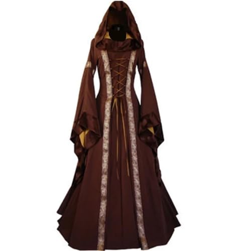 NJIEzhao Maxi-Rüschenkleider for Damen, Vintage, mittelalterlich, bodenlang, Renaissance, Gothic, Cosplay-Kleid, Damen-Midikleid Vintage Hexenkleid(Color 1,L) von NJIEzhao