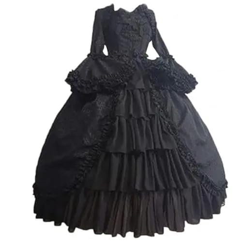 NJIEzhao Mittelalterliche Kleider Gothiced Court Dress Royal Lady Ball Lolita Square Neck Tight Waist Bowknot Damenkleid Vestido Ropa Vintage Hexenkleid(Color 1,L) von NJIEzhao