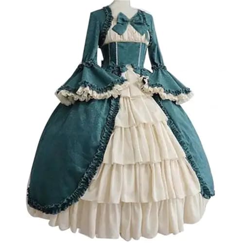 NJIEzhao Mittelalterliche Kleider Gothiced Court Dress Royal Lady Ball Lolita Square Neck Tight Waist Bowknot Damenkleid Vestido Ropa Vintage Hexenkleid(Color 3,S) von NJIEzhao