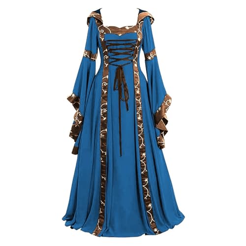 NJIEzhao Mittelalterliche Kleider Gothiced Court Dress Royal Lady Ball Lolita Square Neck Tight Waist Bowknot Damenkleid Vestido Ropa Vintage Hexenkleid(Color 4,M) von NJIEzhao