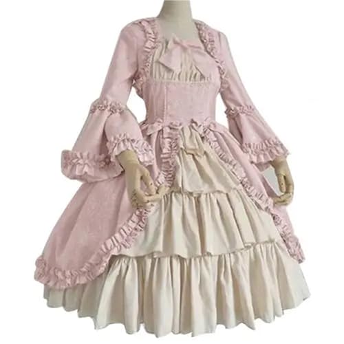 NJIEzhao Mittelalterliche Kleider Gothiced Court Dress Royal Lady Ball Lolita Square Neck Tight Waist Bowknot Damenkleid Vestido Ropa Vintage Hexenkleid(Color 5,XXL) von NJIEzhao
