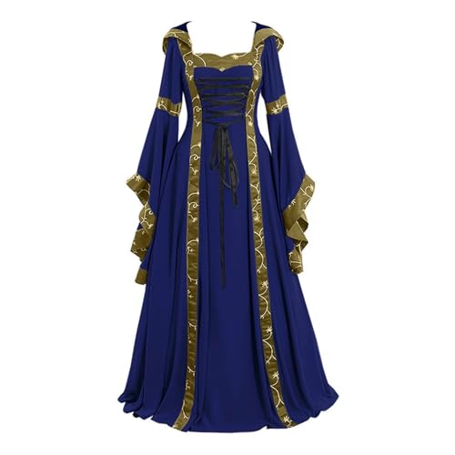 NJIEzhao Mittelalterliche Kleider Gothiced Court Dress Royal Lady Ball Lolita Square Neck Tight Waist Bowknot Damenkleid Vestido Ropa Vintage Hexenkleid(Color 9,XL) von NJIEzhao