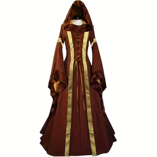 NJIEzhao Mittelalterliches Cosplay-Kleid – viktorianisches Retro-Kapuzenkleid mit Glockenärmeln, for Bühnenauftritte, Cosplay-Events und Thementreffen Vintage Hexenkleid(Color 1,M) von NJIEzhao