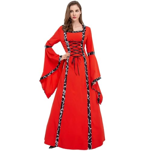 NJIEzhao Mittelalterliches Hexenkostüm, Kleid, Bühnenauftritt, Damen-Outfit, besondere Verwendung, moderne Tanzkleidung Vintage Hexenkleid(Red,XL) von NJIEzhao